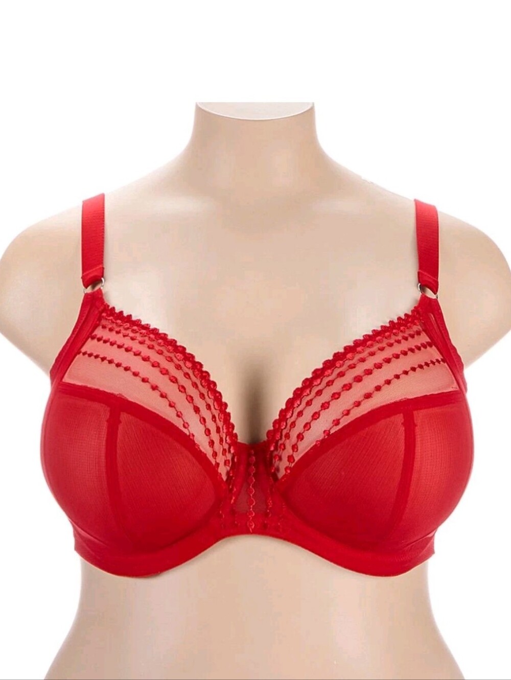 Elomi 40K Matilda Underwire Side Support Bra Red Sheer Balconette Convertible